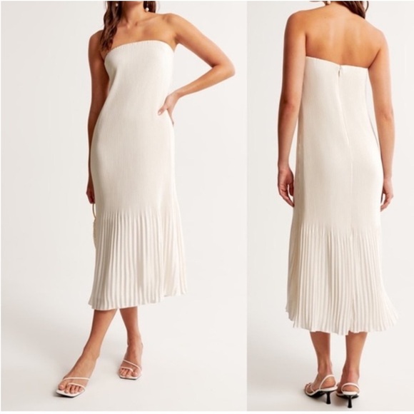 Abercrombie & Fitch Dresses & Skirts - Abercrombie & Fitch Giselle Pleat Release Midi Dress White
